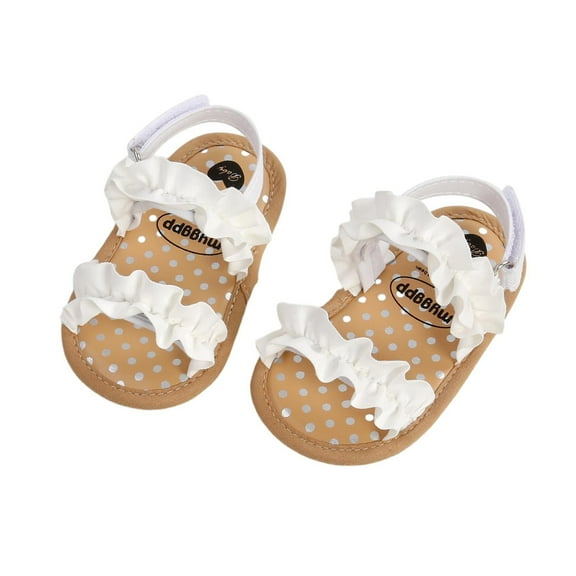 Meresysid Toddler Newborn Kids Infant New Spring And Summer Baby Shoes Flat Lace Baby Soft Soled Sandals White