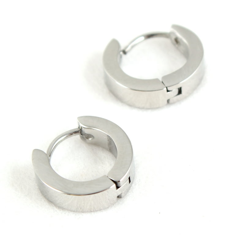 Bling Men's Stainless Steel Hoop Earrings g, Silver( Pieces