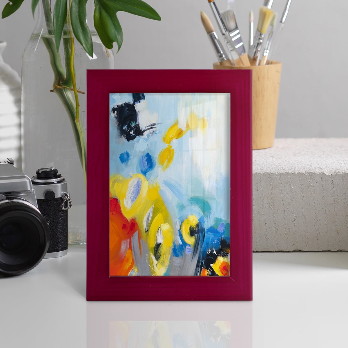 In the Loop III -Framed Print w/glass-Cherry Red