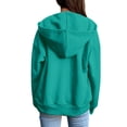 thumbnail image 3 of Women's Solid Color Zip Up Hoodie, Lightweight Fleece Lined Long Sleeve Casual Jacket, Oversized Fall Winter Sweatshirt for Daily Streetwear and Lounge Mint Green M, 3 of 8