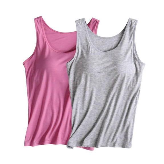Fashion From $5 Nexjvus Women Sleeveless Plus Size Camisolesole Athletic Padded Built In Bras Tank Tops S-4XL
