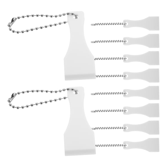 10 Pcs Tool Car Cleaning Label Remover Lottery Scraper Scratch Ticket Scratcher Accessories Key Chain White Plastic
