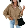 thumbnail image 3 of LowProfile Button Down Shirts for Women Casual Long Sleeve Corduroy Shirt Oversized Warm Jacket With Pockets Blouse Tops Khaki XL, 3 of 6