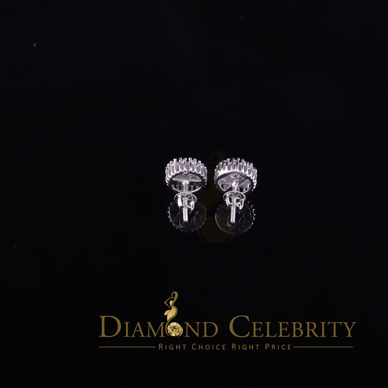 King of Blings Floral Stud White D Moissanite Earrings 1.00 ct. t.w. 925 Sterling, Sterling Silver