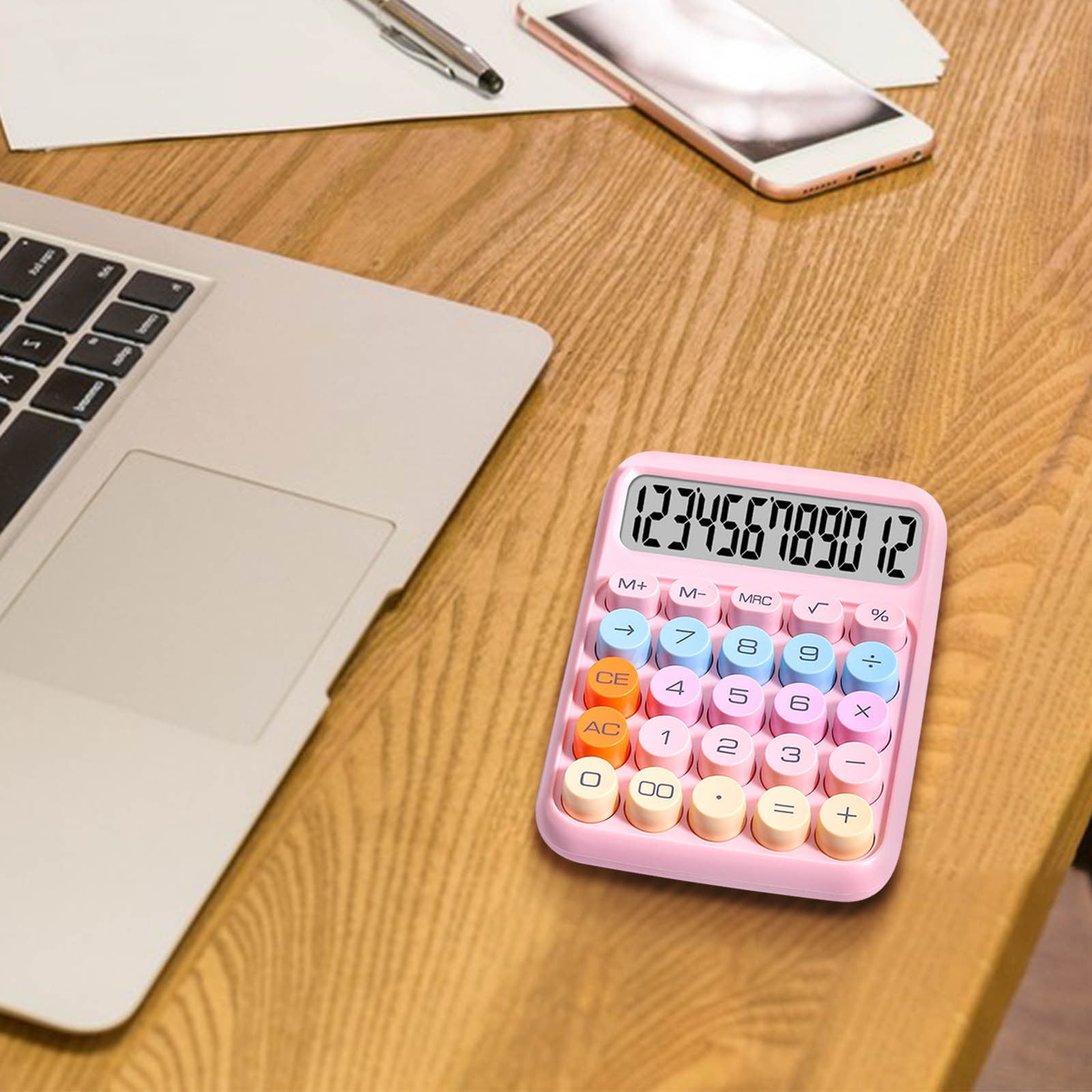 2pcs Standard 12 Digit Calculator with Large LCD Display and Big Buttons - Office Accessories for Women, School, Home, Business(You need to bring a 7th battery by yourself) B