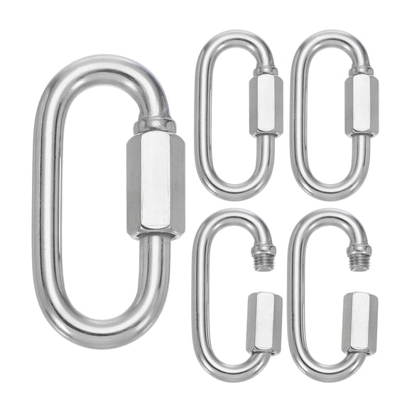 Uxcell M8 1.6" 304 Stainless Steel Quick Link Chain Connector, D Ring Chain Hooks 1523 LBS Capacity 5 Pcs