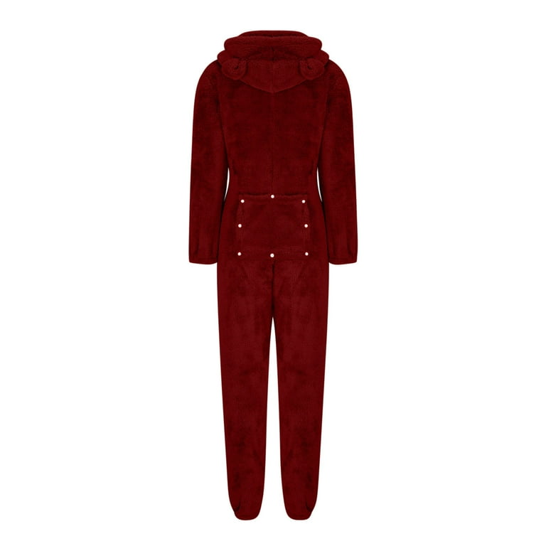 憧れ TMOYZQ Hooded Ear Cute Pajamas, Onesie Adult Flannel Women's Clothing