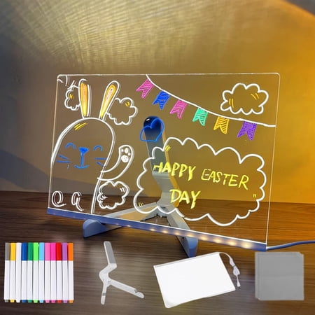 Hello Luno Magicboard, Helloluno LED Drawing Board - with 12 Colors Pen, 3 Sizes, Acrylic Dry Erase Board with Light, Erasable LED Drawing Board, Luminous Board, Magic Light Board