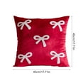 thumbnail image 2 of Velvet Sofa Cushion Cover with Bows - Christmas Throw Pillowcase, Soft Decorative Cover for Living Room Couch, 2 of 6