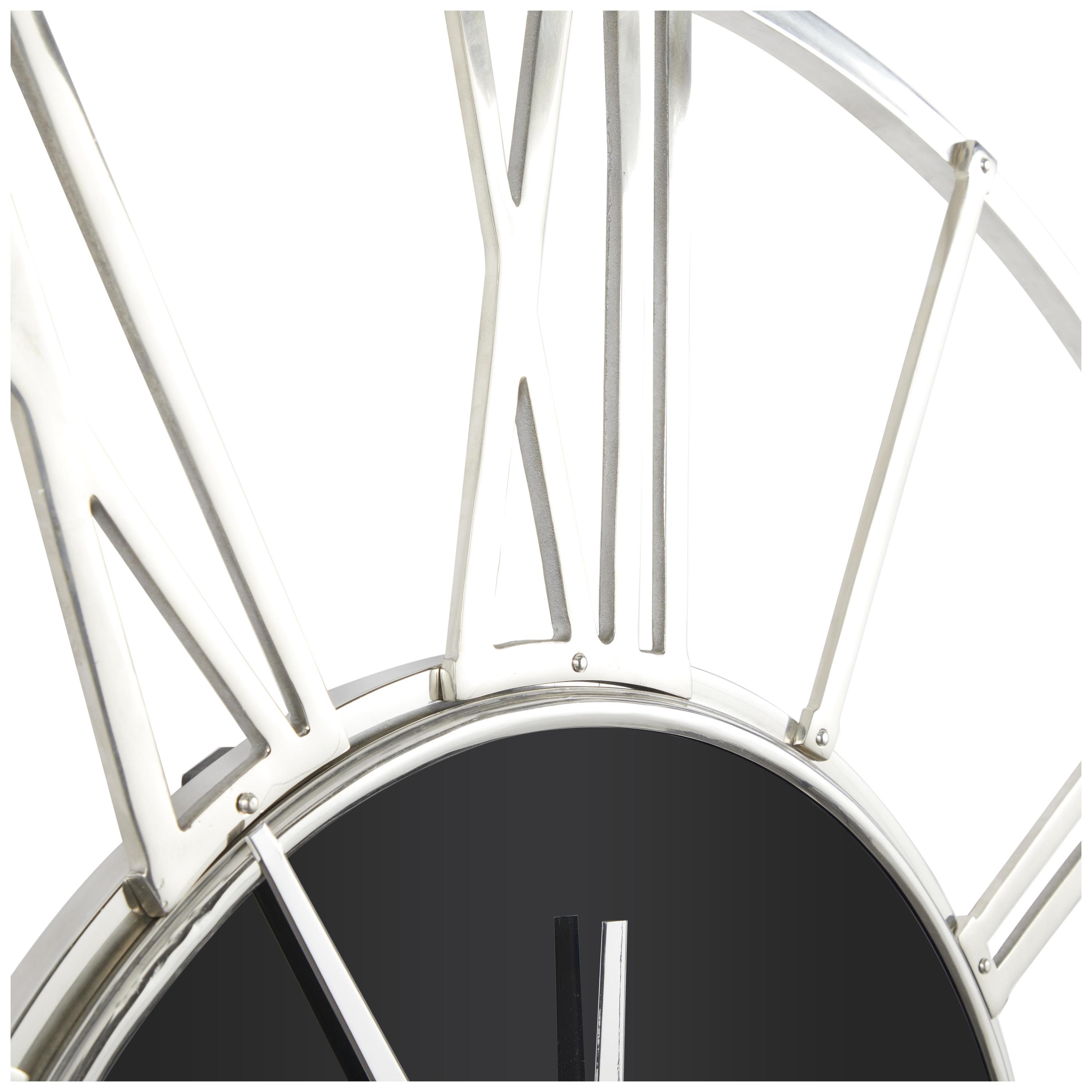 DecMode 50" Silver Aluminum Metal Geometric Open Frame Wall Clock with Black Glass Center