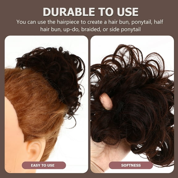 Yuangui Bun Hair Messy Ponytail Piece Chignon Curly Scrunchies Wig Extensions Fake Donut Hairpiece Pieces Hairpieces Synthetic