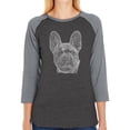 thumbnail image 1 of LA Pop Art Women's Raglan Baseball Word Art T-shirt - French Bulldog, 1 of 2