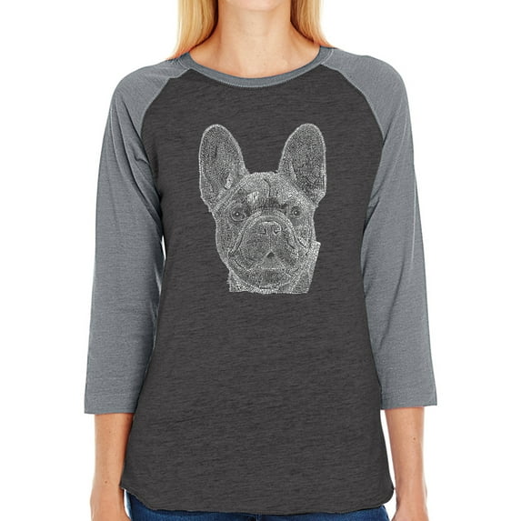 LA Pop Art Women's Raglan Baseball Word Art T-shirt - French Bulldog