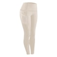 thumbnail image 6 of GEWSEY High Waisted Leggings with Pockets for Women Full Length Capri Buttery Soft Stretchy Yoga Pants (Beige, L), 6 of 9