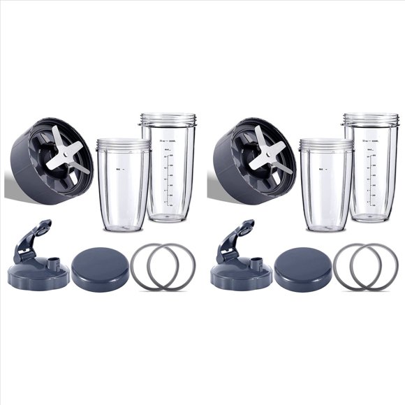 2X Piezas de Repuesto para Licuadoras para Licuadoras 600W / 900W / PRO - Cuchilla Extractora Y Tazas Enormes de 32 Onzas Y Tazas Enormes de 24 Onzas