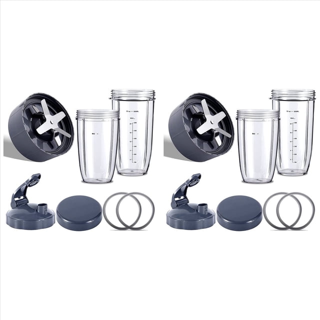 2X Piezas de Repuesto para Licuadoras para Licuadoras 600W / 900W / PRO - Cuchilla Extractora Y Tazas Enormes de 32 Onzas Y Tazas Enormes de 24 Onzas