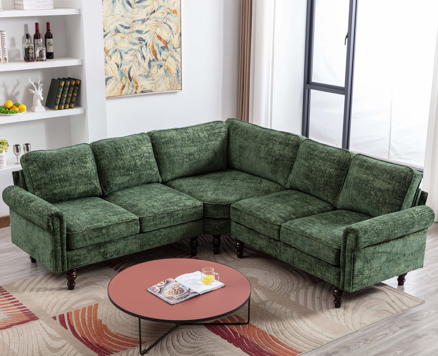 Accent Sectional Sofa Set, Lshaped Living Room Sofa with Backrest