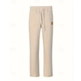 thumbnail image 4 of Domuza Linen Pants Men Casual 2026 Summer Beach Elastic Drawstring Waist Yoga Pants Travel Baggy Work Pant Pajama Khaki 3XL, 4 of 4