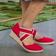 thumbnail image 2 of Penkiiy Women's Closed Toe Crisscross Elastic Ankle Strap Platform Espadrille Wedge Sandals 42 Red, 2 of 9