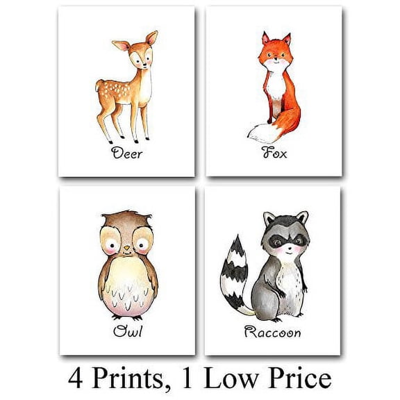 Woodland Animals - Set of Four Photos (8x10) Unframed