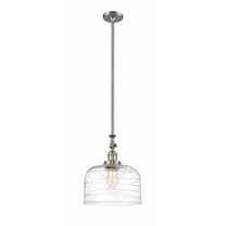 206-SN-G713-L-Innovations Lighting-Bell - 1 Light Stem Hung Mini Pendant In Industrial Style-15 Inches Tall and 12 Inches Wide-Brushed Satin Nickel