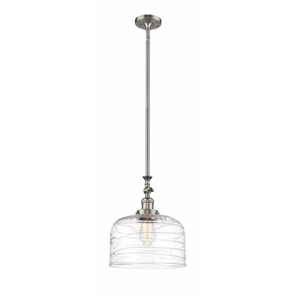 206-SN-G713-L-Innovations Lighting-Bell - 1 Light Stem Hung Mini Pendant In Industrial Style-15 Inches Tall and 12 Inches Wide-Brushed Satin Nickel