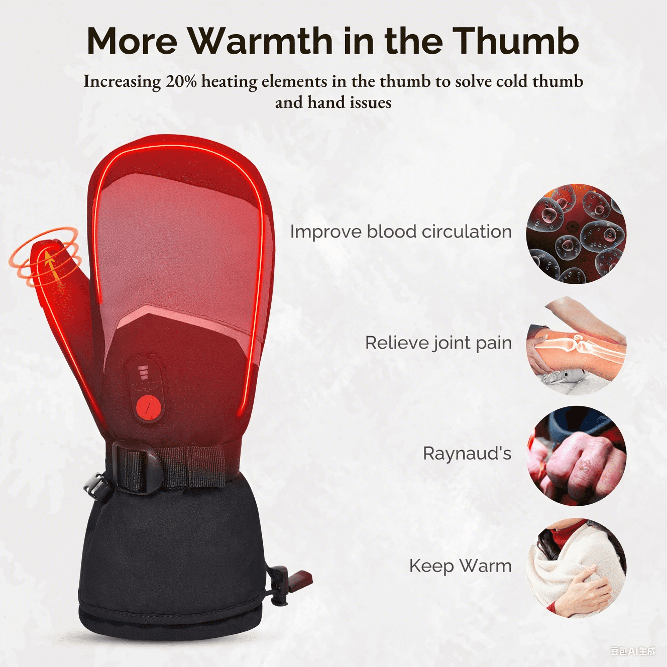 SNOW DEER Heated Mittens Gloves for Women Men 7.4V 2200MAH Electric Rechargeable Waterproof Ski Gloves for Winter Work Skiing Snowboarding Hiking Fishing Camping