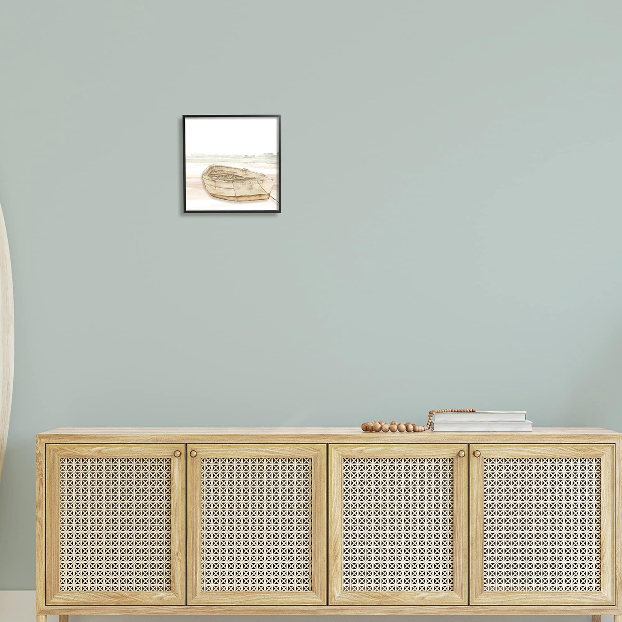 Stupell Industries Sand Dollar Logged Rowboat Ready to Sail Horizon,12 x 12, Design by Patricia Pinto