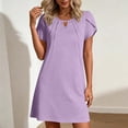 thumbnail image 2 of Sentmoon Robes à Manches Courtes pour Femmes Robes Maxi pour Femmes 2026 Été Couleur Unie Col Rond Plissée Respirante Coupe Ample Robe Midi Basique pour le Travail et la Fin de Semaine P-2TG, 2 of 7
