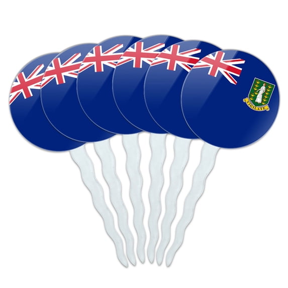 The British Virgin Islands National Country Flag Cupcake Picks Toppers - Set of 6