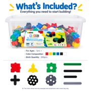 Morphun Basic Junior 300, STEM Building Plastic Block Set, Construction Toy for Kids Ages 3+, 300 Pieces