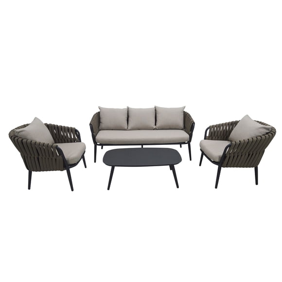 Backyard Lifestyles - Ensemble de Conversation Nautique 4 Mcx pour Patio - Charbon