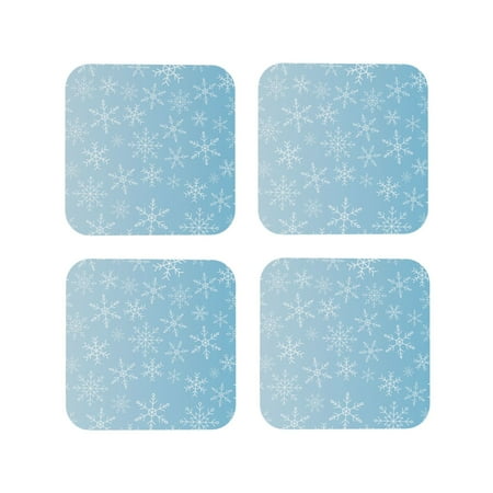 

Honeii Snowflake Snowing Print Leather Coaster Set of 4 Ideal for Safeguarding Your Furniture from Drinks Spills and Effortless Cleanup-Square