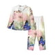 thumbnail image 1 of Fotbe Butterfly And Flowers Conjunto de Pijama de Manga Larga para Mujer con Estampado, Ropa de Dormir de 2 Piezas, Conjunto de Casa Suave y Cómodo con Bolsillos-Small, 1 of 7