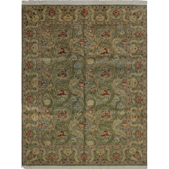 Wali Bort Lt. Green/Red Rug, 8'1" x 10'8"