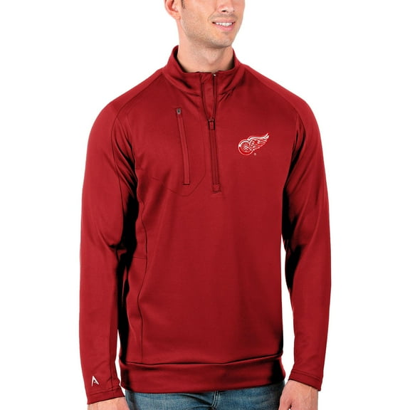 Men's Antigua Red Detroit Red Wings Generation Quarter-Zip Pullover Jacket