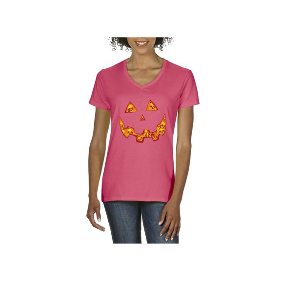 Normal is Boring - Women's T-Shirt V-Neck Short Sleeve, up to Women Size 3XL - Halloween Costume Pumpkin Face