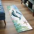 thumbnail image 4 of Ocean Blue Runner Rugs 2x6 ft Whale Starfish Compass Seagrass Coral Coastal Washable Hallway Rugs Non-Slip Floor Mats Absorbent Carpet Bedside Runners for Bedroom Kitchen Bathroom Laundry Room, 4 of 9