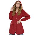 thumbnail image 1 of MKLEKYY Vestes d'Automne Grande Taille pour Femmes Mode Unie à Capuche Col Décontracté Ample Manches Longues Imperméable, 1 of 7
