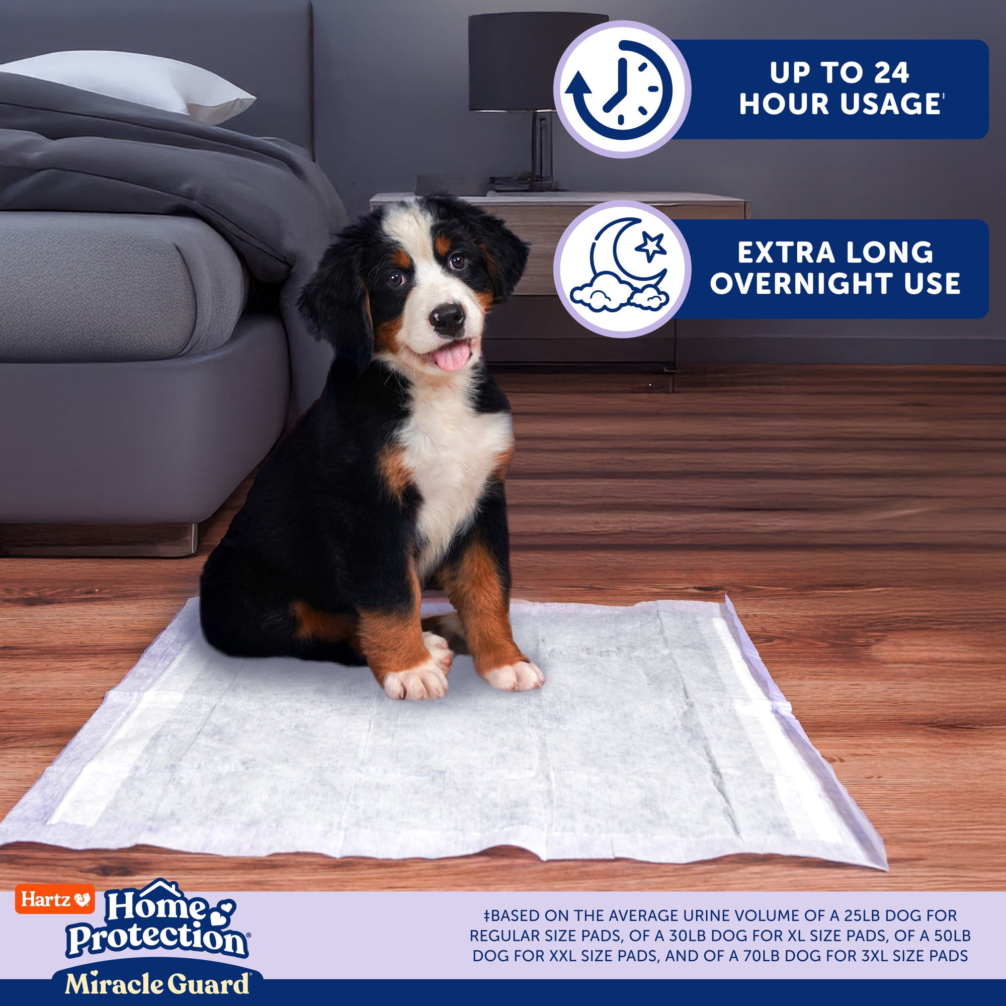 (2 pack) Hartz Miracle Guard Dog and Puppy Pads Max Absorbency 24 Hour Use Odor Eliminating Lavender Scented No Leaks, XXL 20 Count