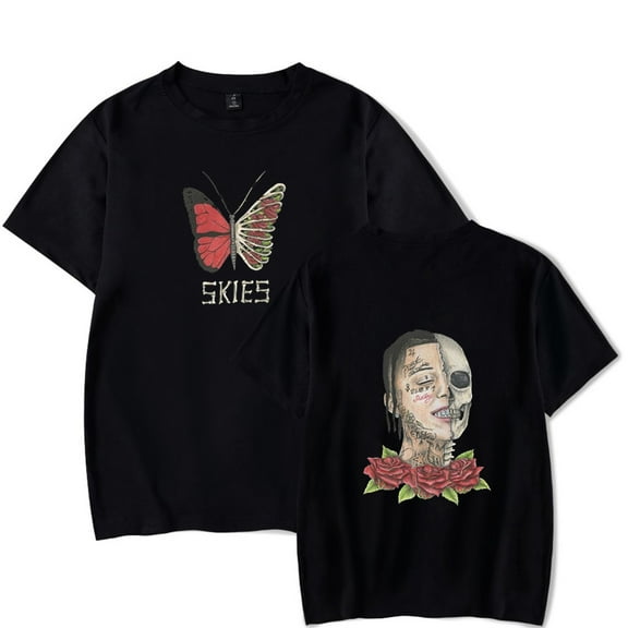 Lil Skies Butterfly Ribs Tee Merch pop graphics print Crewneck Unisex Trend Casual Short Sleeve Top