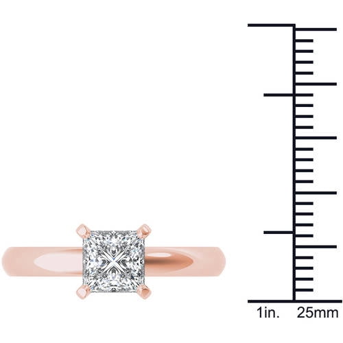 1 Carat T.W. Diamond Princess-Cut Solitaire 14kt Rose Gold Engagement Ring