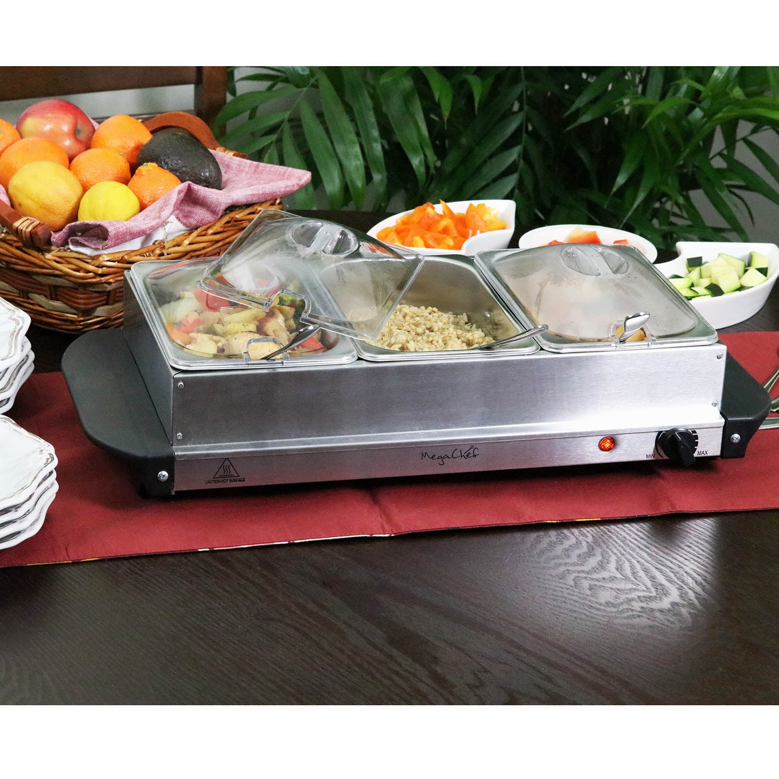 Wilprep 6 Pan Food Warmer for Parties Hotels Restaurants 1/3 Buffet Server  and Warmer 