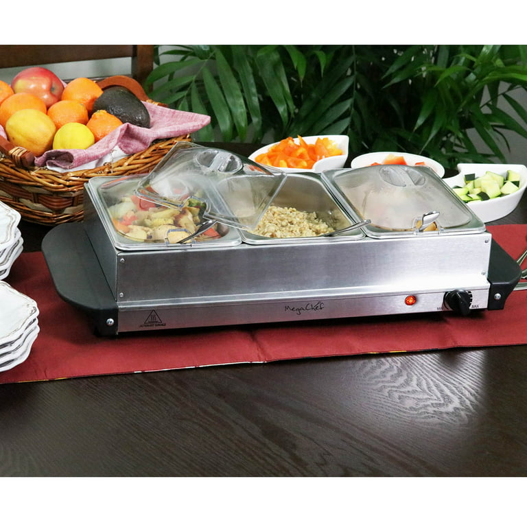 Buffet Server & Food Warmer with 3 Removable Sectional Trays