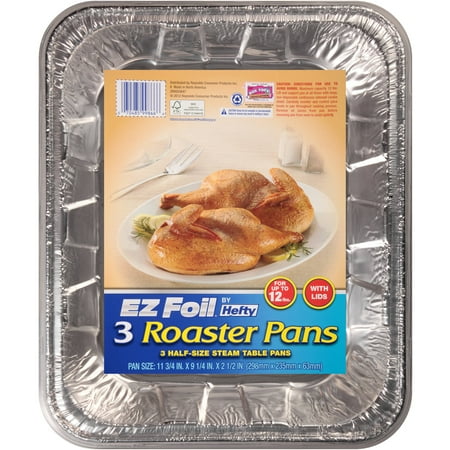 Hefty EZ Foil Roaster Pans With Covers, 3ct