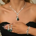 thumbnail image 6 of AEXTO 4pcs Cluster Jewelry Set  Necklace, Earrings, Bracelet Ring with Simulated Emerald Cubic Zirconia, Vintage-Inspired Statement Accessories for Women, Perfect for Weddings, Parties, 6 of 9