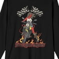 thumbnail image 2 of Vintage Devil Flame Motorcycle Women's Black Long Sleeve Crew Neck Tee-XXL, 2 of 7