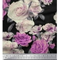 thumbnail image 1 of Soimoi Toile de Coton Feuilles & Fleurs Roses Imprimé par Yard 56 Pouces de Large, 1 of 3