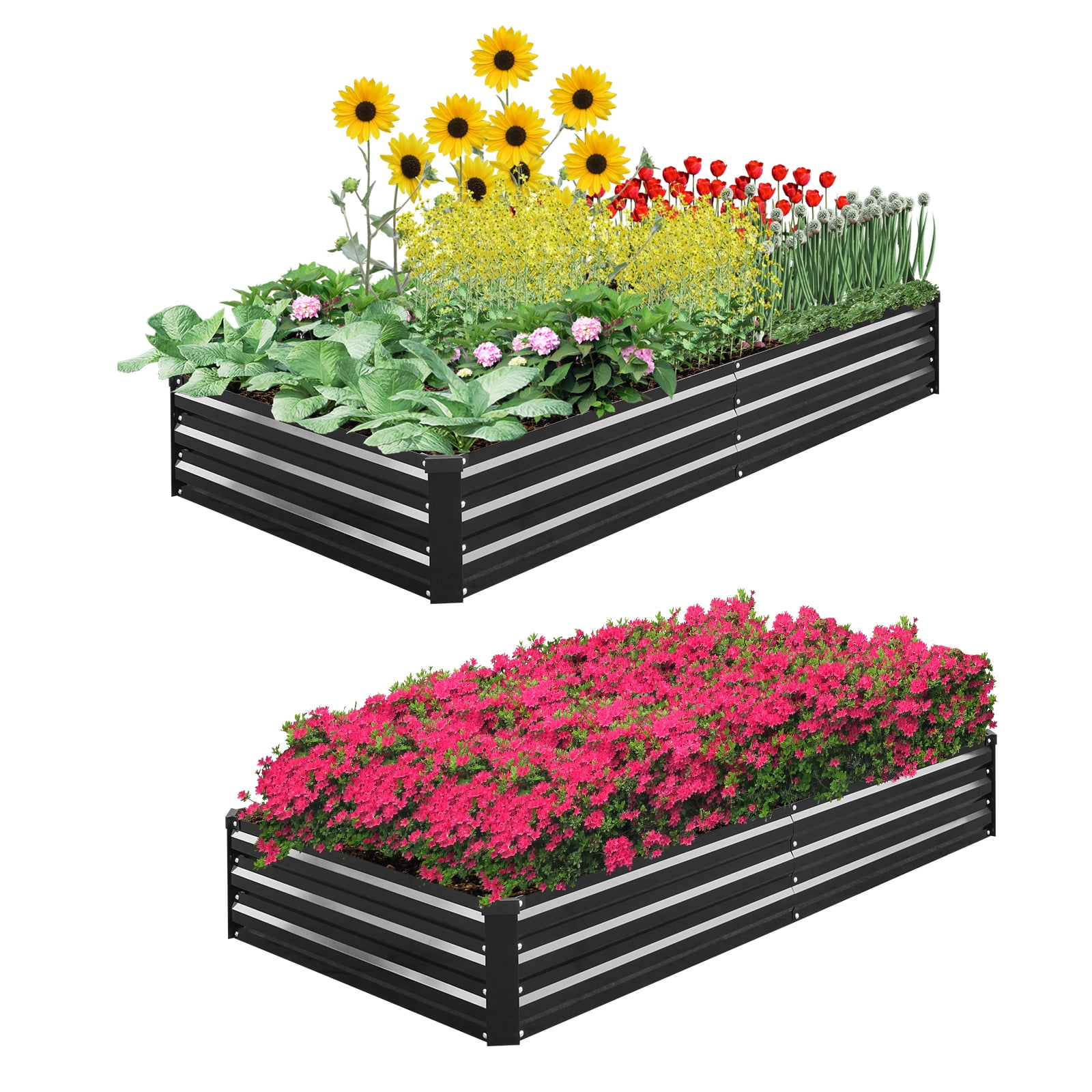 Galvanized Raised Garden Bed 2-Pack - Metal Raised Bed Garden Kit 6'x3'x1' for Flower Planters, Vegetables Herb