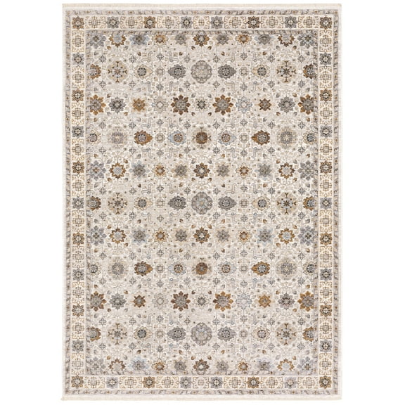 Moretti Movement Area Rug 071W1 Traditional Ivory Rings Loops 5' 3" x 7' 6" Rectangle
